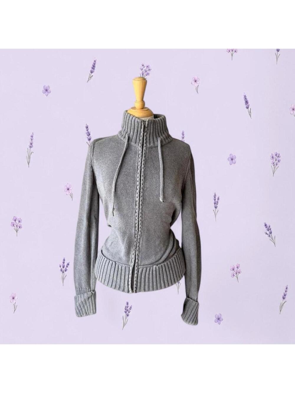Esprit grey knit zip up jacket